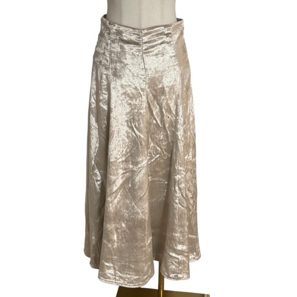 House of Harlow 1960 Velvet Taupe Champagne A-Line Skirt 26 S Flowy Boho Maxi - Picture 3 of 7